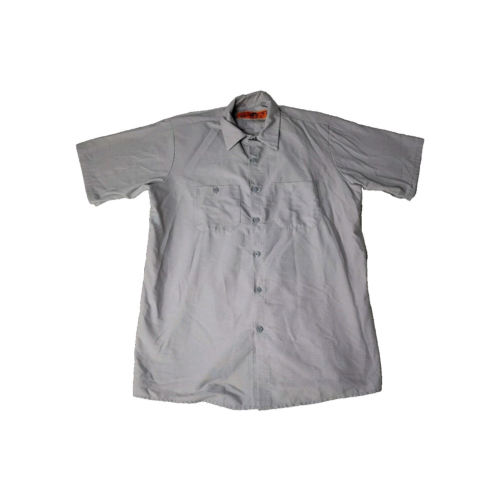 Red Kap Shirt Mens Sz L Gray Industrial Work Shirt Short Sleeve SP24LA5 Workwear